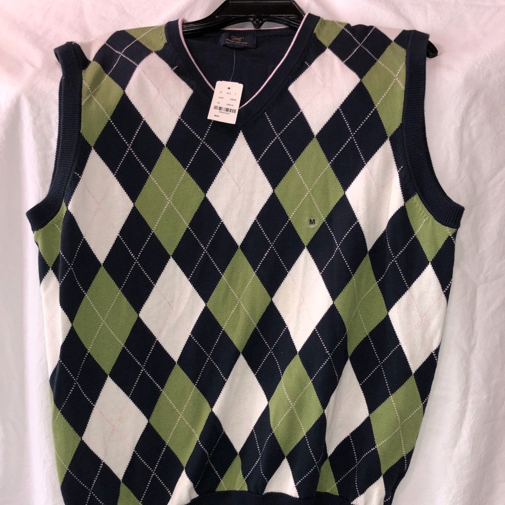 NWT Brooks Brothers 346 Argyle Vest Blue Green